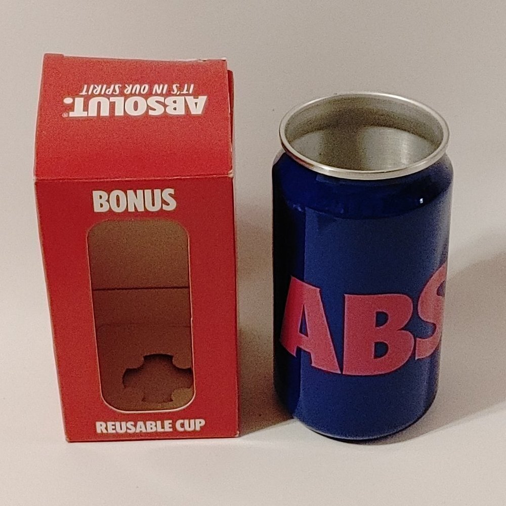 ABSOLUT Vodka Reusable Cup Metal POP Art Pop Can Style BNIP
